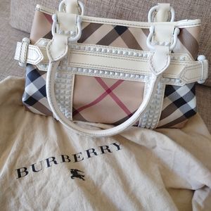 USED Burberry Rachel Bag Nova Check Canvas and Studded Patent